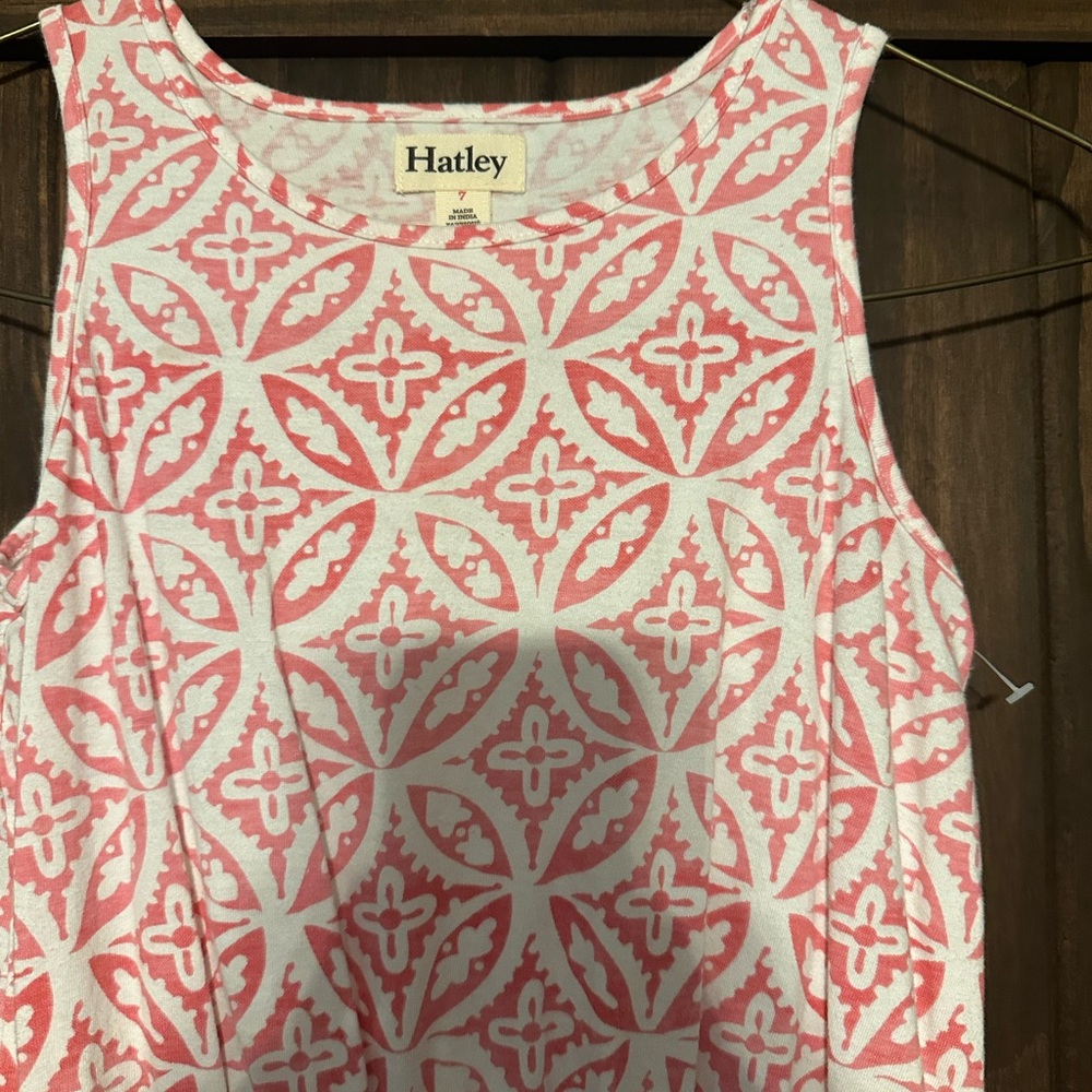 Hatley pink white ruffle dress size 7